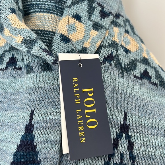 NWT Ralph Lauren Blue / Indigo Aztec / Native Print Cardigan - Picture 6 of 6